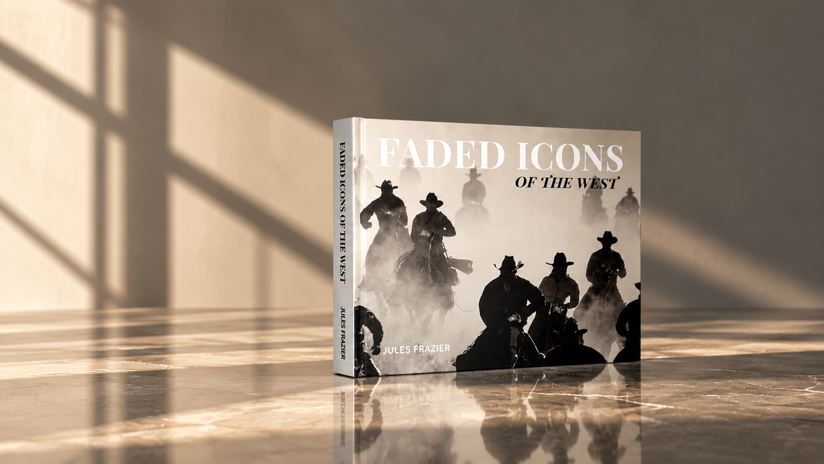 Faded Icons of the West book by Jules Frazier- on marble surface
