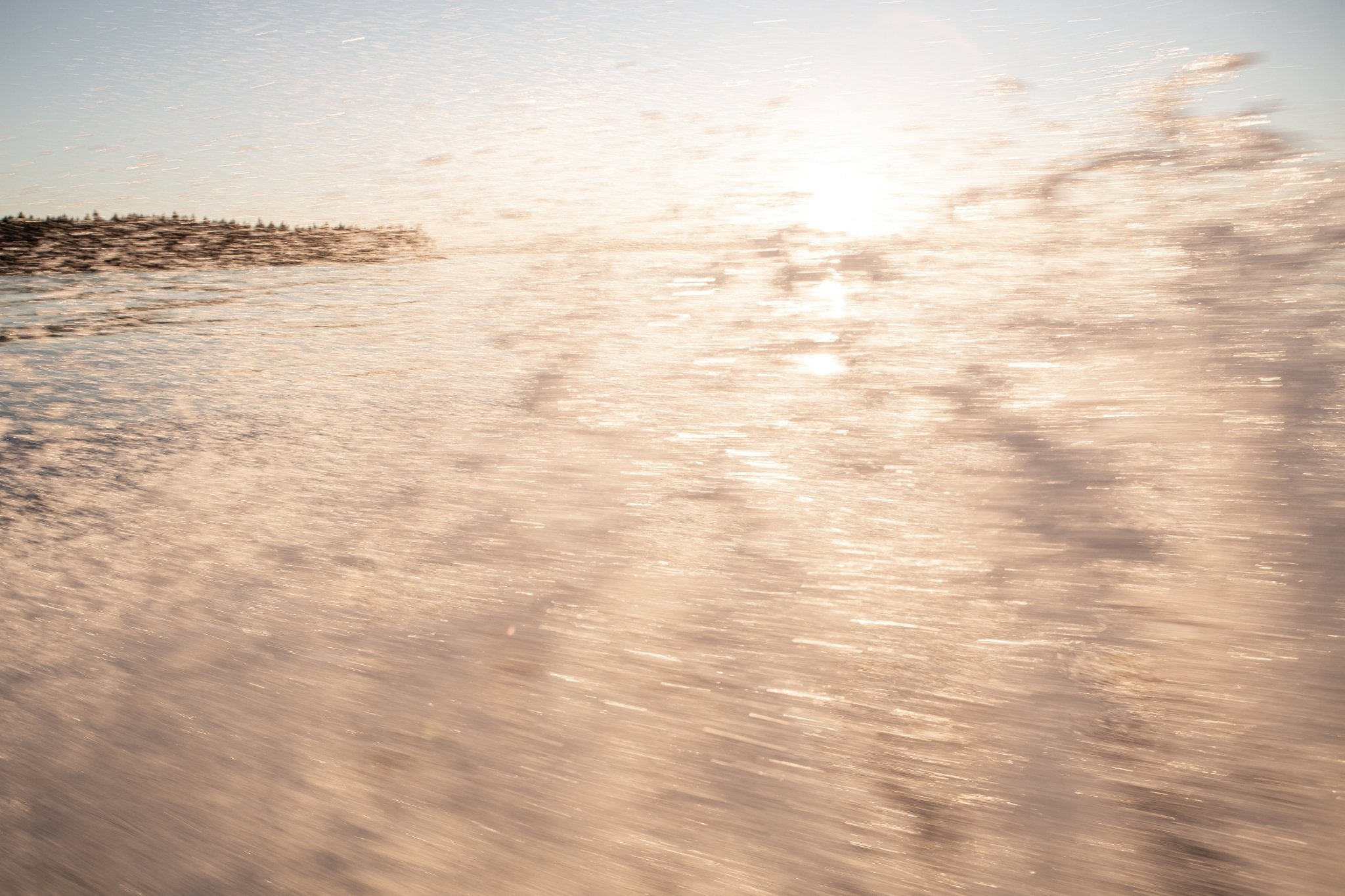 Abstract fine art photograph of flowing water at sunset. Golden tones, a modern, nature-inspired fine art print.