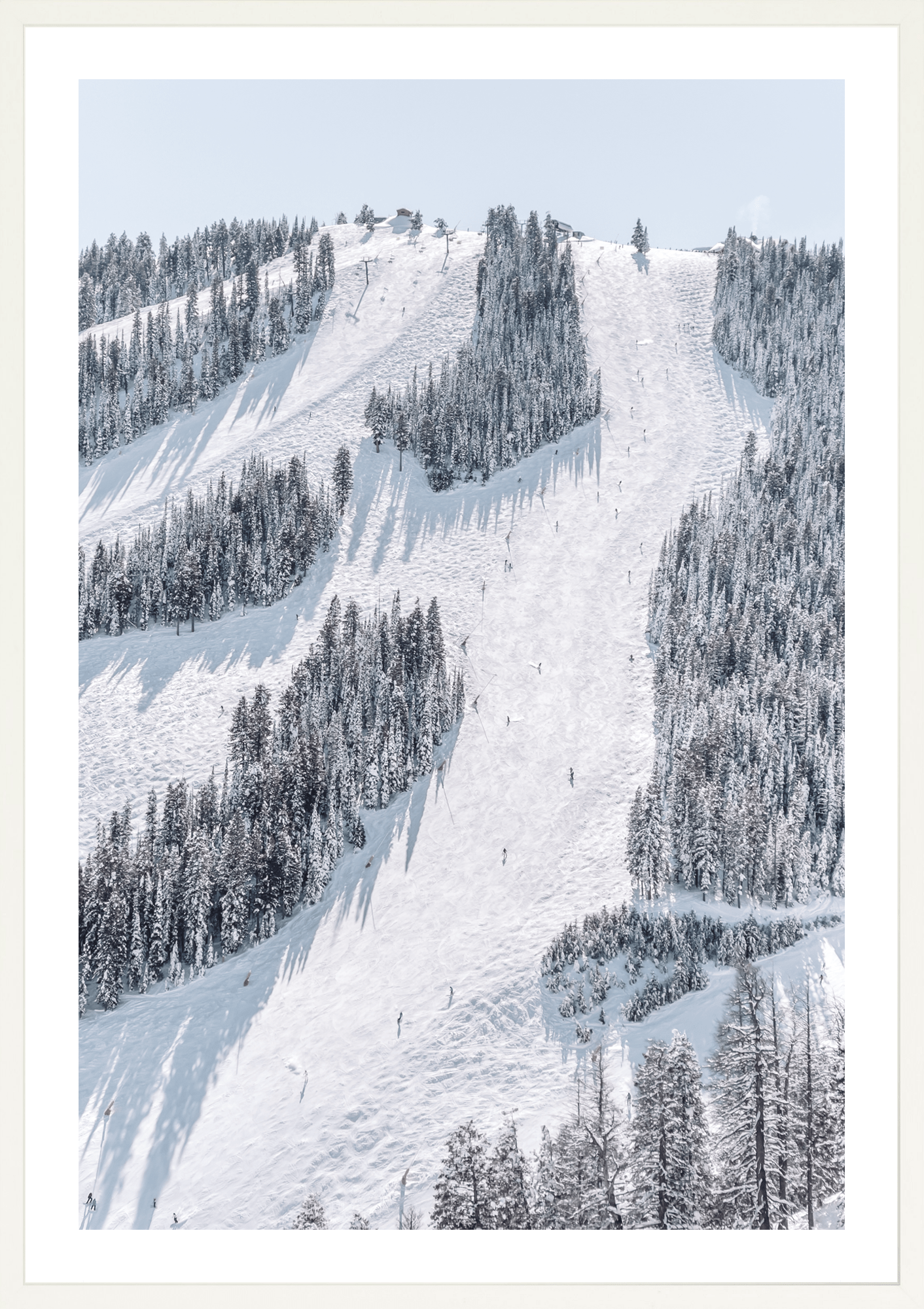 Door Number 3, Sun Valley, Idaho captures a crisp, frosted ski slope perfect for your upscale ski retreat, white frame.
