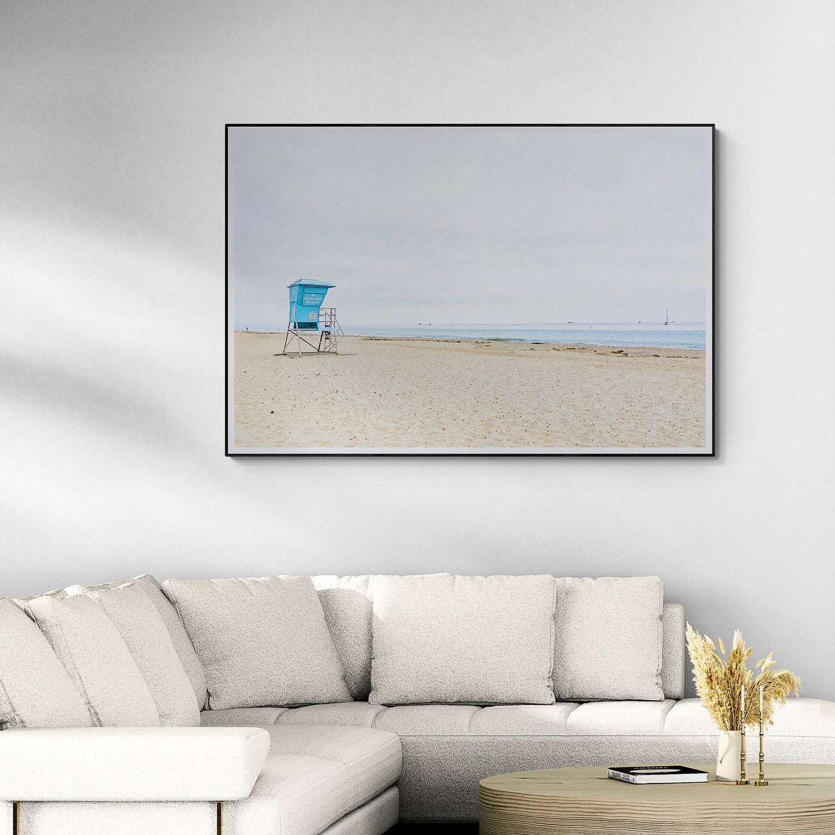 No Lifeguard on Duty by Jules Frazier. A coastal fine art print, minimal , beach culture. In home