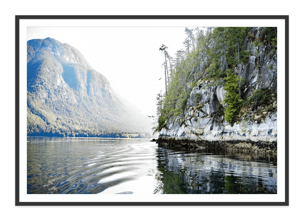 Tidal Reveal Desolation Sound Canada fine art print in a black frame with white mat, by Jules Frazier.