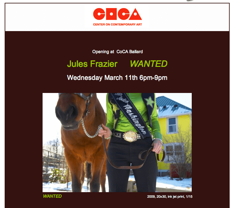 Exhibit-WANTED-Rodeo Queens at COCA - Jules Frazier Fine Art Photographs