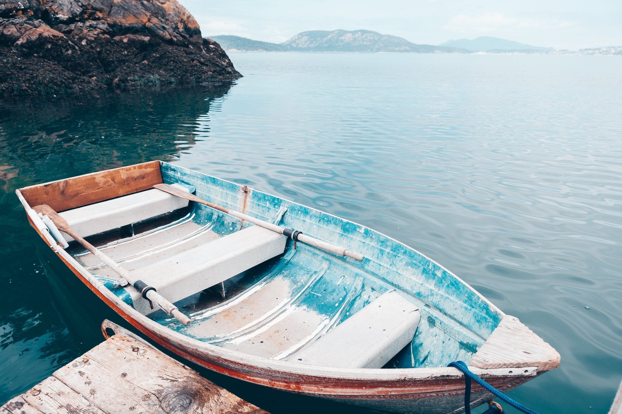 Blue Boat Blue Rope