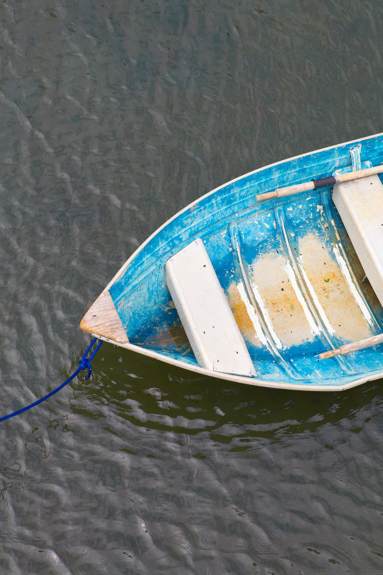 Tethered Blue Boat, Jules Frazier Fine Art Photograph