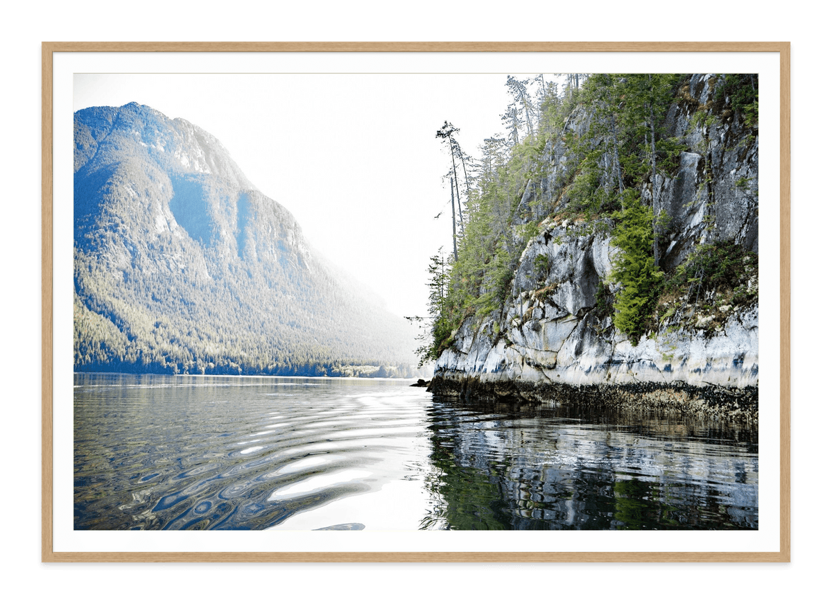 Tidal Reveal Desolation Sound Canada fine art print in a natural wood frame with white mat, by Jules Frazier.
